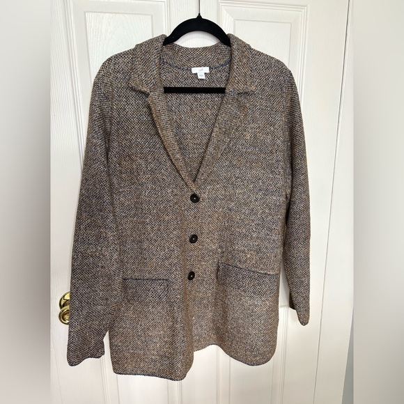 J Jill Sweater Blazer | Neutral Marled Knit | Size Large Cozy Fall Perfection - Picture 1 of 9